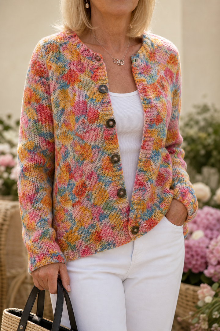 Helena – Floral Open-Front Knitted Cardigan