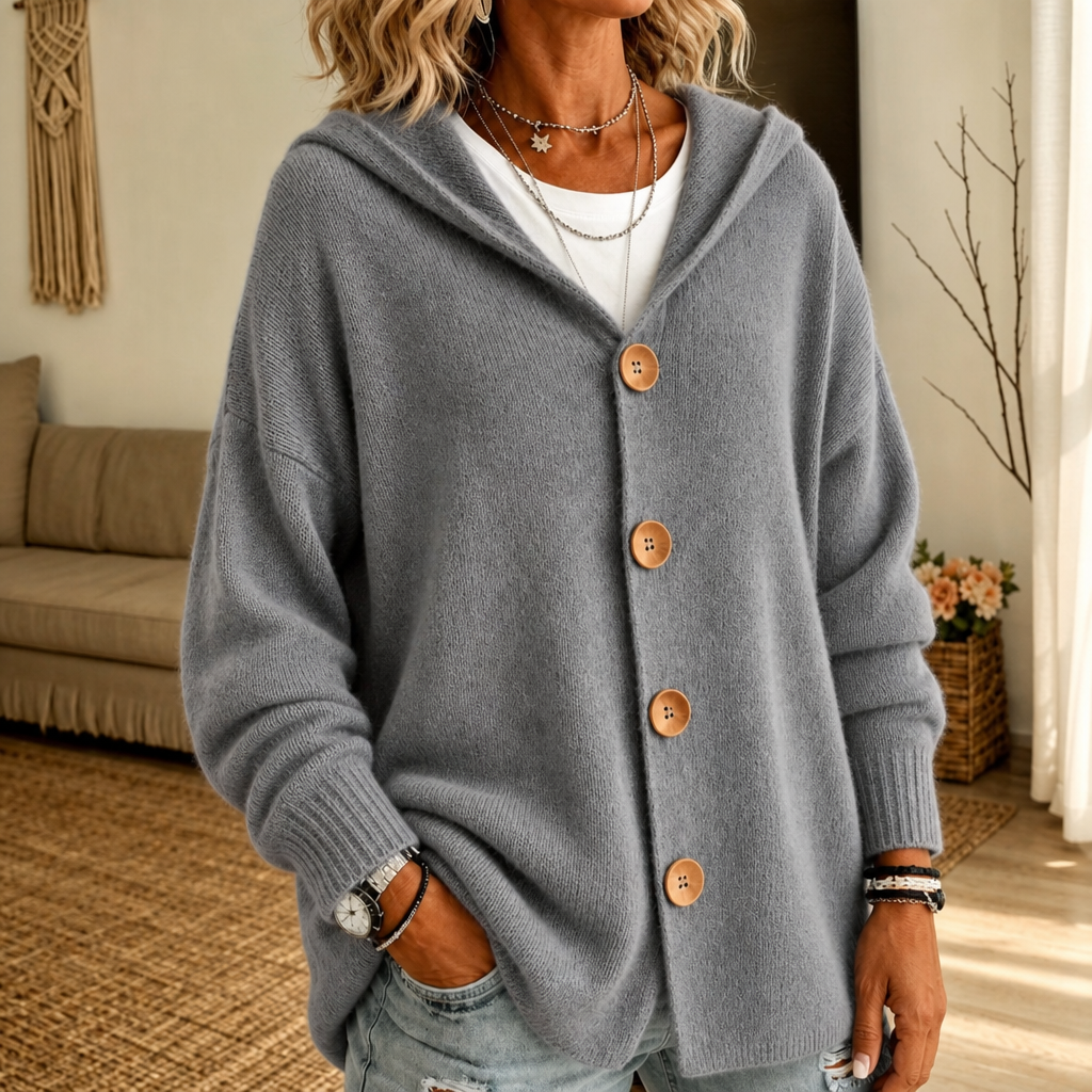 Scottie | Women's Cardigan with Hood and Button Closure