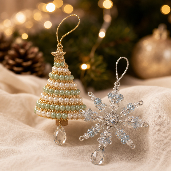 Samantha | Holiday Ornament Set with Tree and Snowflake