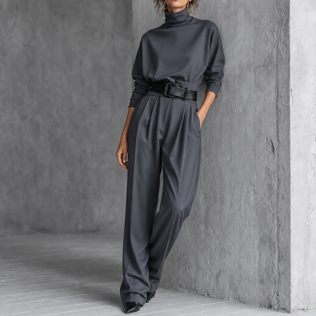 Genesis | Women's Two-Piece Set with Turtleneck and Pleats