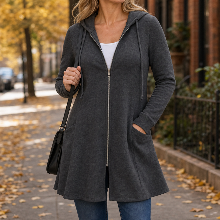 Magnolia | Women's Long Hoodie with Zipper and Pockets