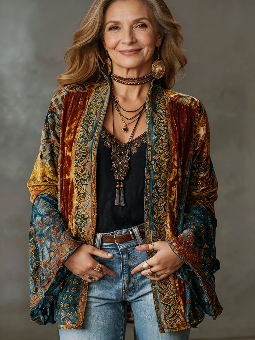 Women’s Bohemian Kimono Cardigan with Artistic Patterns