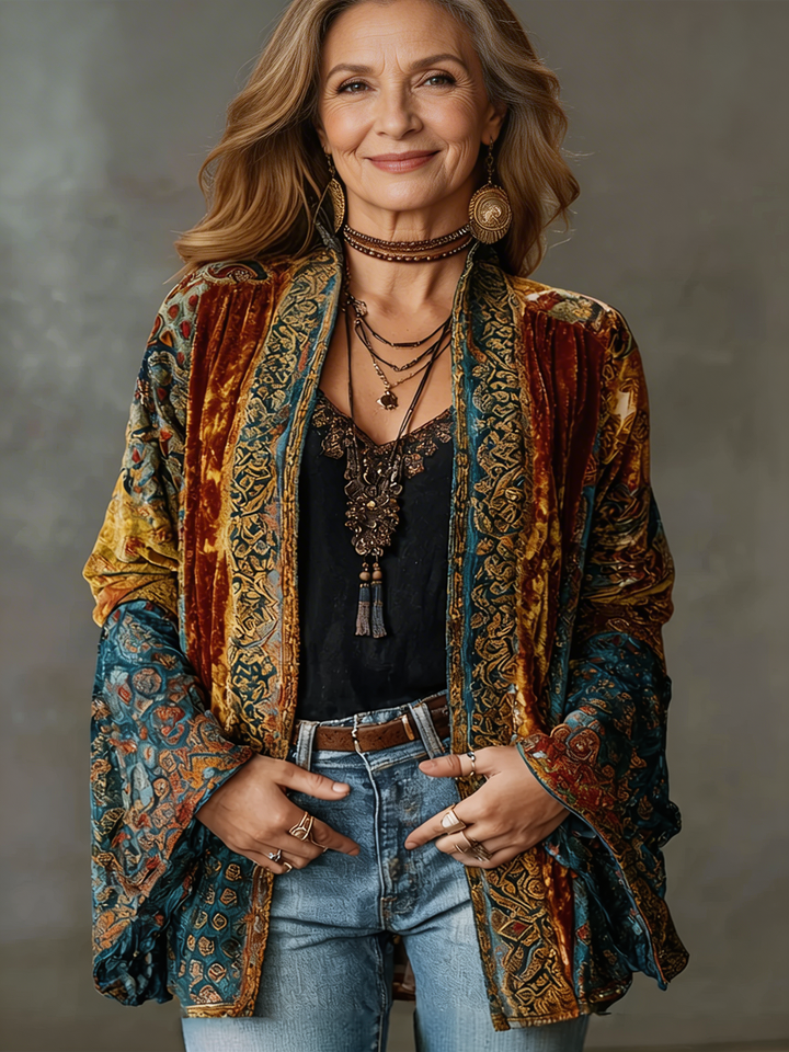 Women’s Bohemian Kimono Cardigan with Artistic Patterns