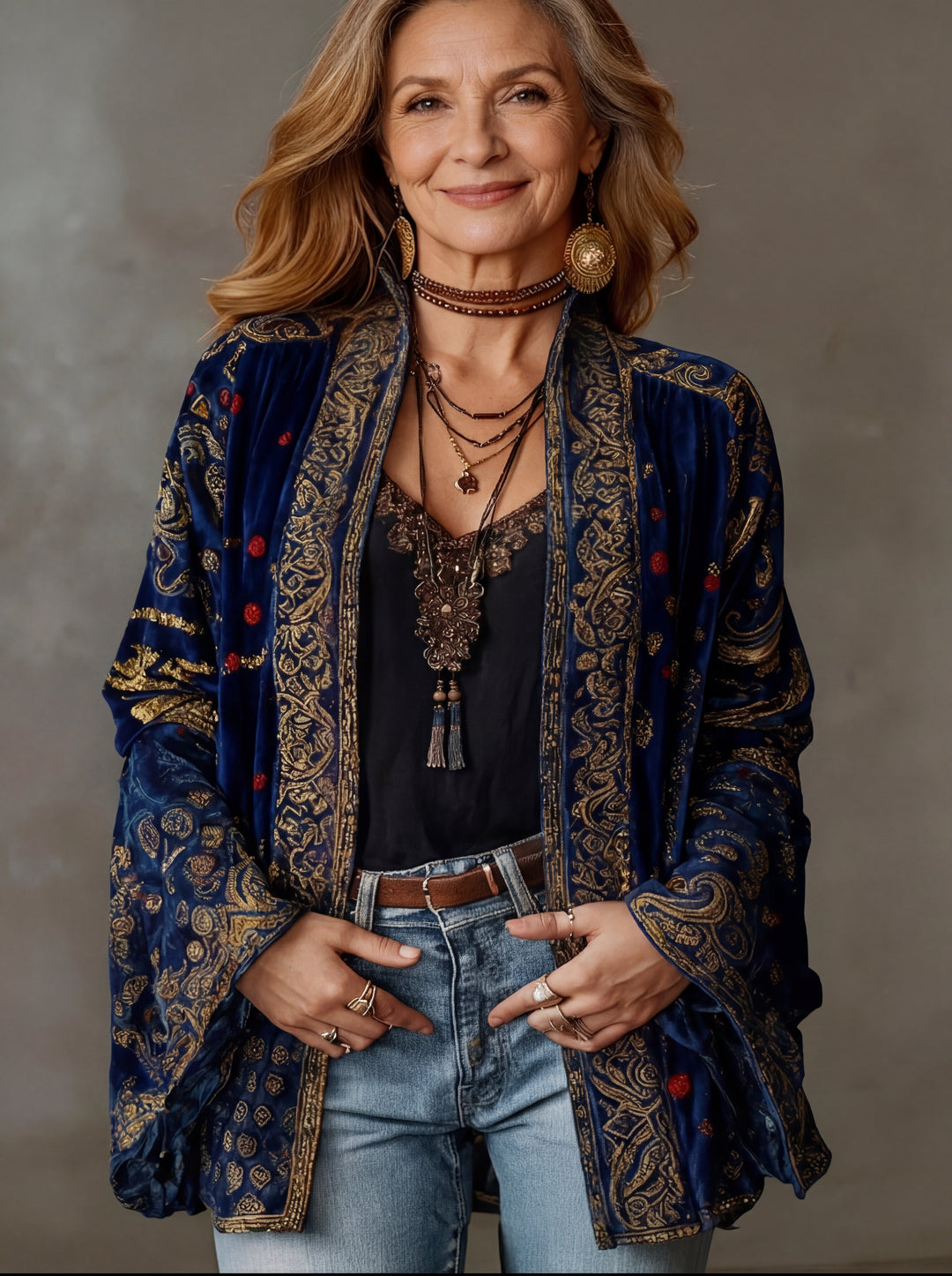 Women’s Bohemian Kimono Cardigan with Artistic Patterns