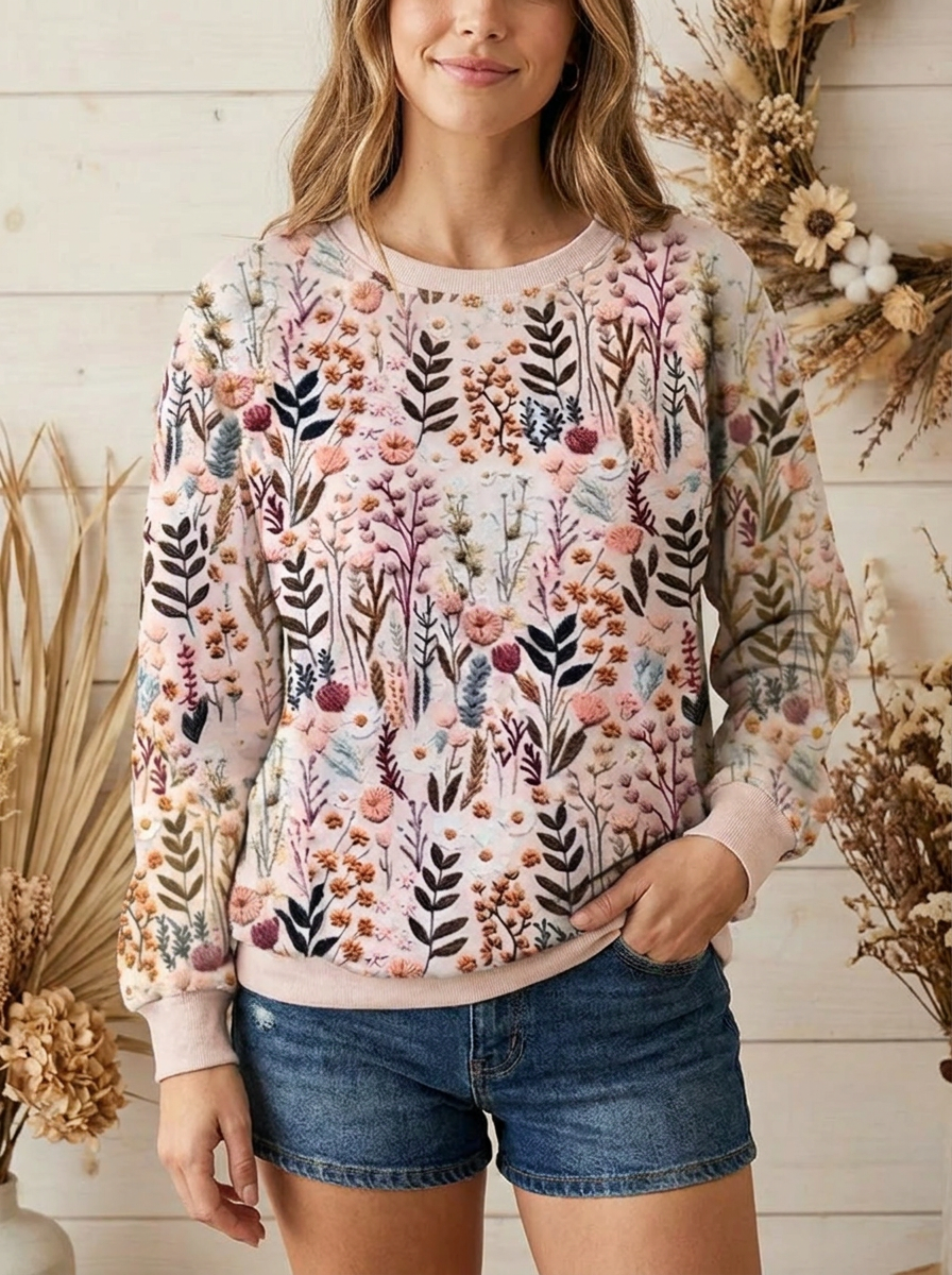 DARIA | PULLOVER WITH EMBROIDERED FLOWERS
