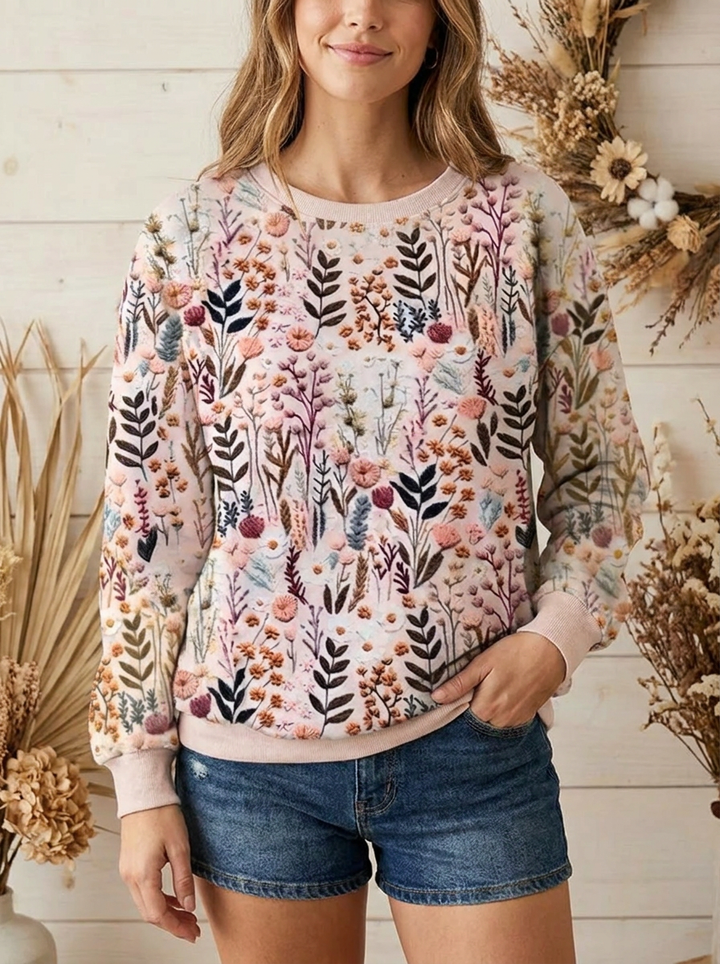 DARIA | PULLOVER WITH EMBROIDERED FLOWERS