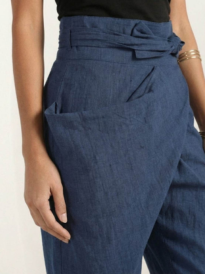 Laurel | Cropped Tapered Trousers with High Waist and Wrap Front