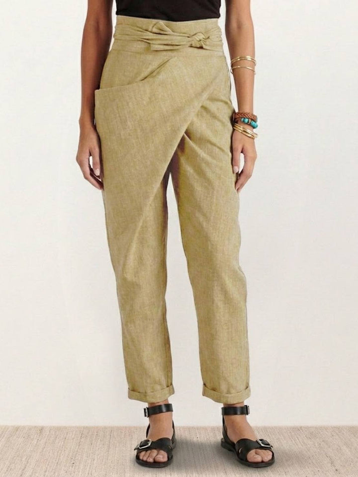 Laurel | Cropped Tapered Trousers with High Waist and Wrap Front