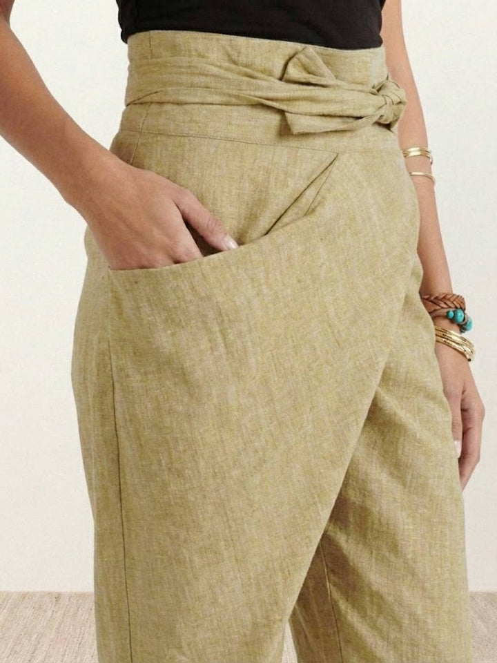 Laurel | Cropped Tapered Trousers with High Waist and Wrap Front
