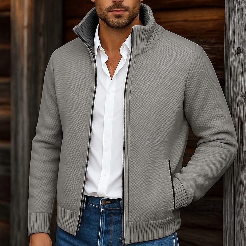 Gregory | Stand Collar Zip Cardigan