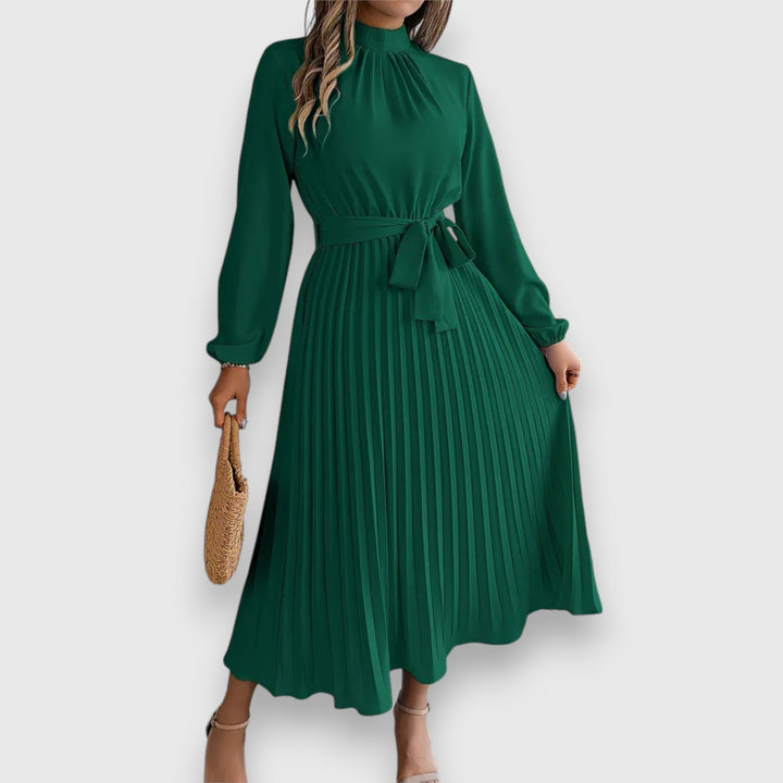Women’s Elegant Pleated Midi Dress – Timeless Design for Occasion and Daily Wear