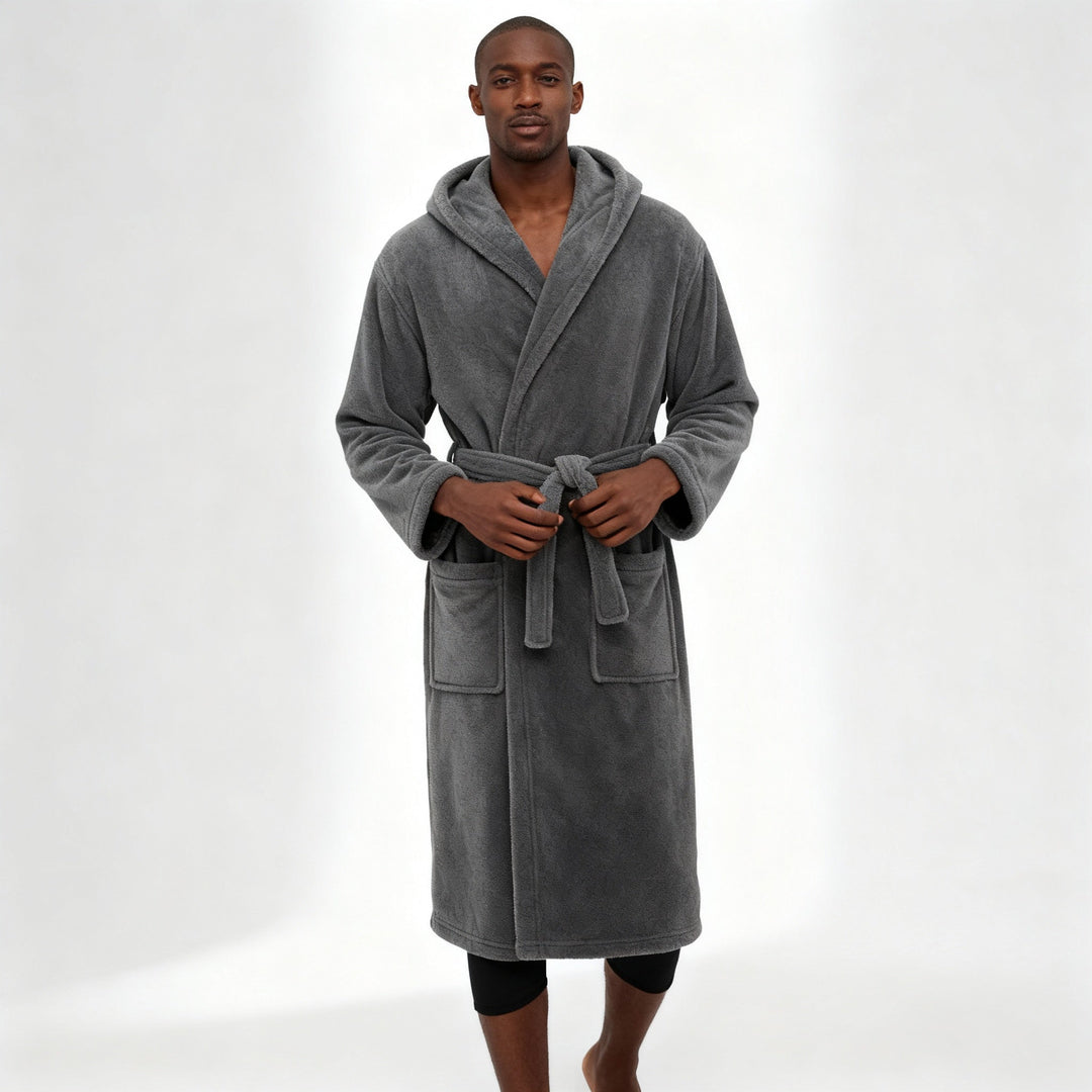 HoodedChill Men's Bathrobe with Hood | Premium High-Quality Fleece Bathrobe for Thermal Comfort