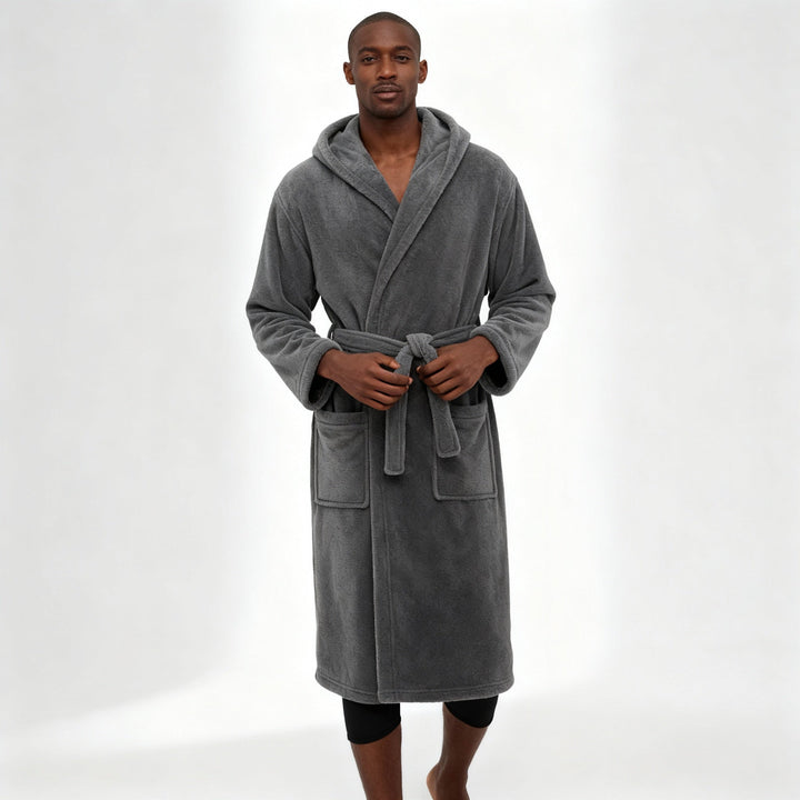 HoodedChill Men's Bathrobe with Hood | Premium High-Quality Fleece Bathrobe for Thermal Comfort