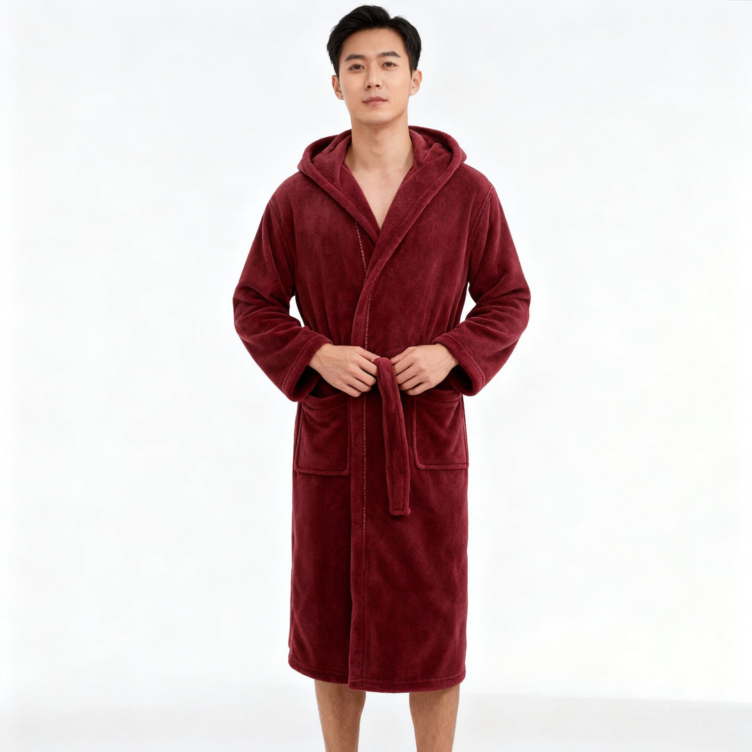 HoodedChill Men's Bathrobe with Hood | Premium High-Quality Fleece Bathrobe for Thermal Comfort