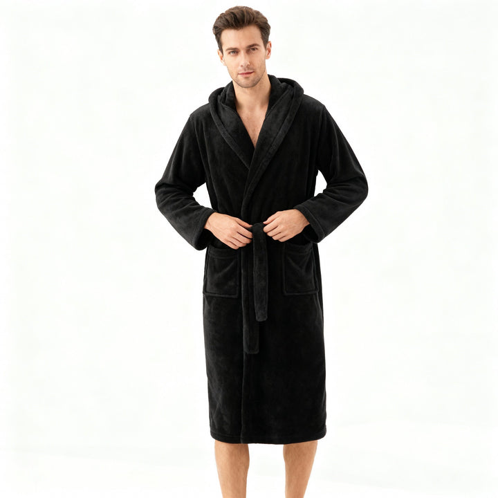 HoodedChill Men's Bathrobe with Hood | Premium High-Quality Fleece Bathrobe for Thermal Comfort