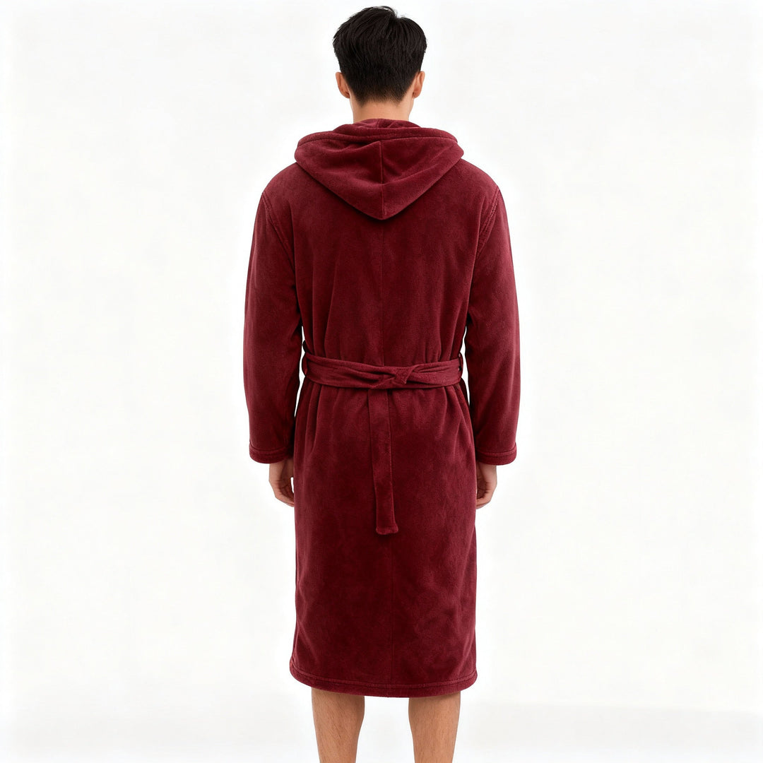 HoodedChill Men's Bathrobe with Hood | Premium High-Quality Fleece Bathrobe for Thermal Comfort