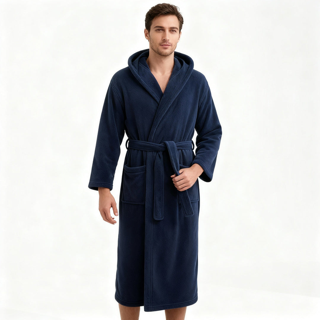 HoodedChill Men's Bathrobe with Hood | Premium High-Quality Fleece Bathrobe for Thermal Comfort
