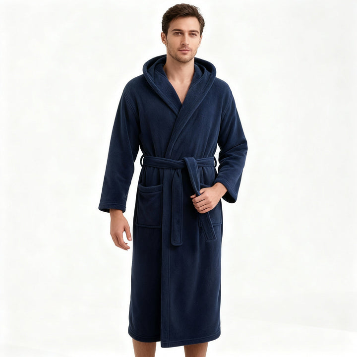 HoodedChill Men's Bathrobe with Hood | Premium High-Quality Fleece Bathrobe for Thermal Comfort