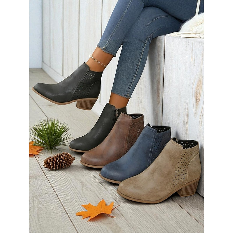 Hollis | Cutout Low Heeled Ankle Boots