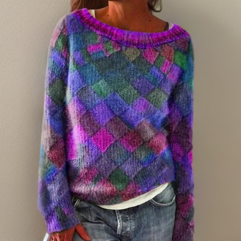 Jessi | Cozy, Loose-Fitting Sweater with Check Pattern