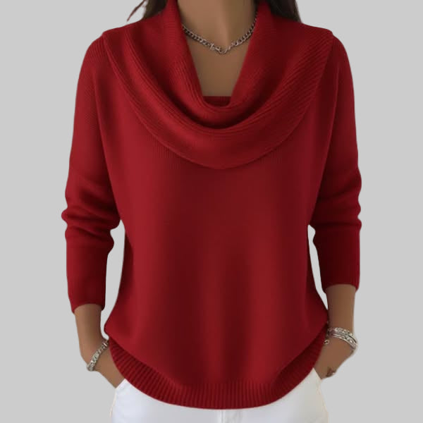 Ladies Cowl Neck Long Sleeve Knitted Sweater