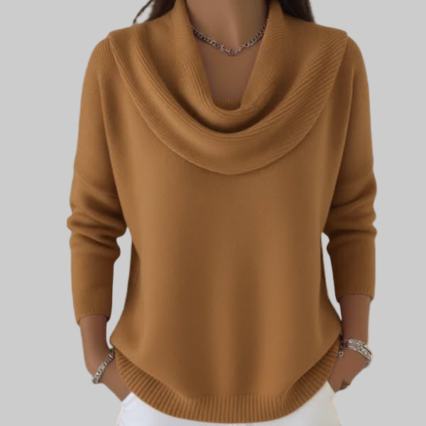 Ladies Cowl Neck Long Sleeve Knitted Sweater
