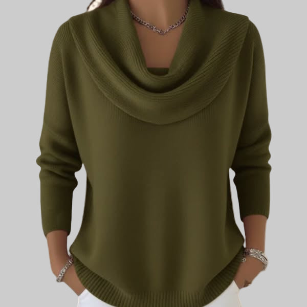 Ladies Cowl Neck Long Sleeve Knitted Sweater