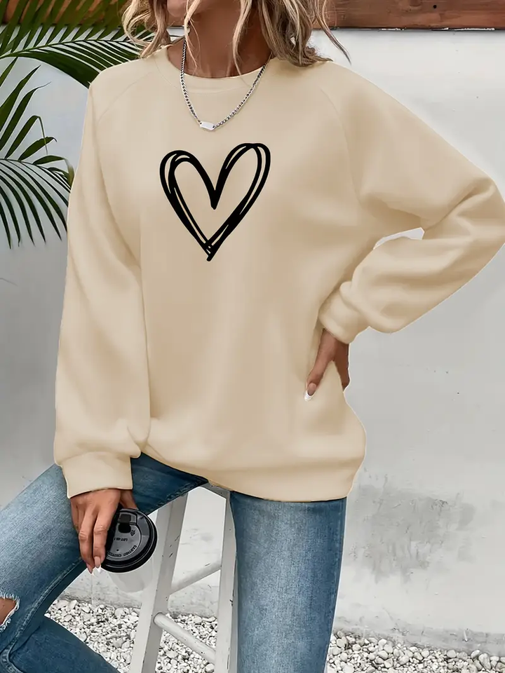 Heartzone - Casual Sweatshirt with Heart Pattern