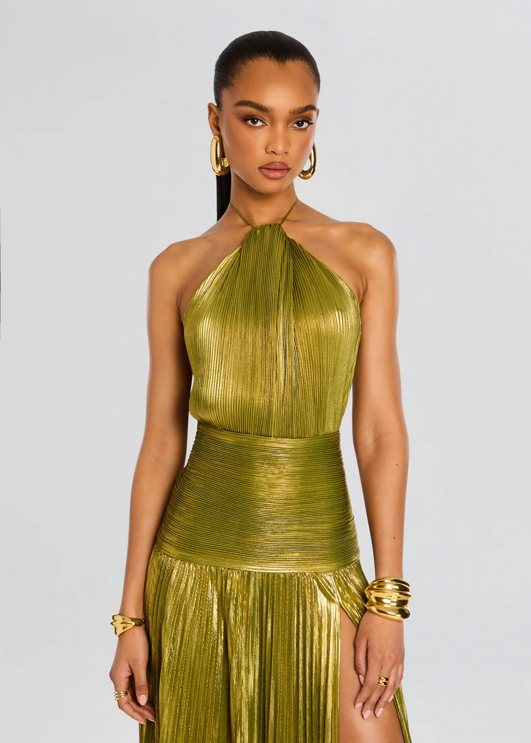 Elegant Sensual-Cut Luxurious Satin Elongating And Figure-Enhancing Silhouette Dress