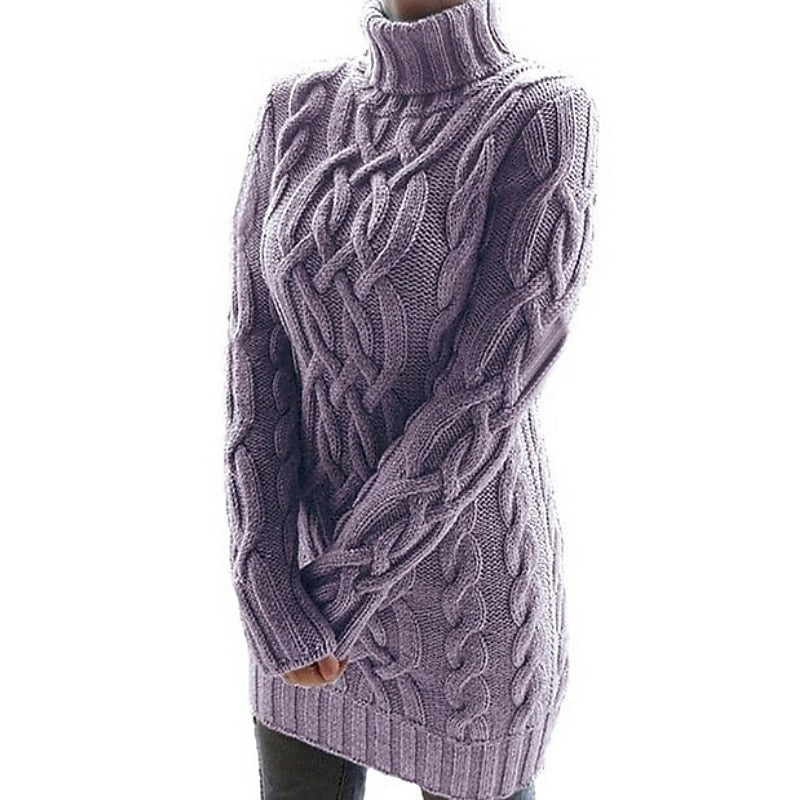 Thea | Cable Knit Turtleneck Dress