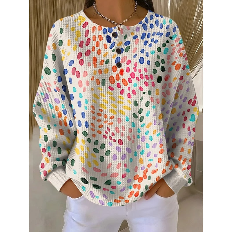 Melody | Sweatshirt with Button Neck Print