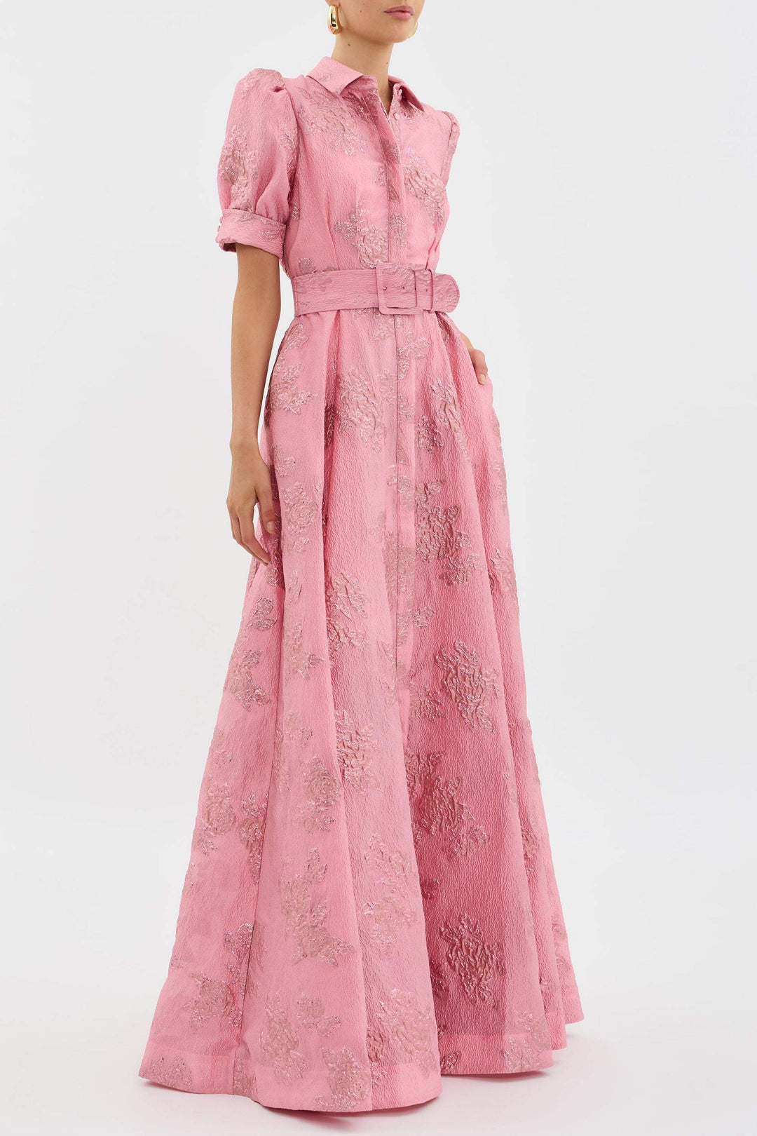Sophisticated Retro Inspired High-Waist Pink Dress With Flattering Silhouette And Timeless Charm For Women