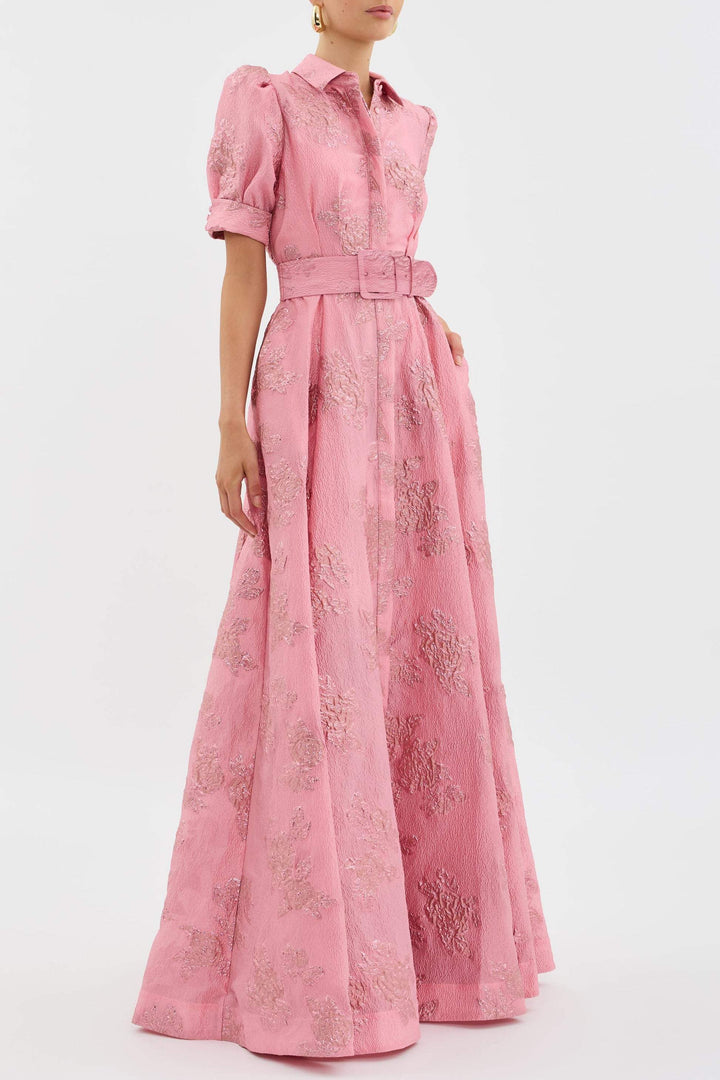 Sophisticated Retro Inspired High-Waist Pink Dress With Flattering Silhouette And Timeless Charm For Women