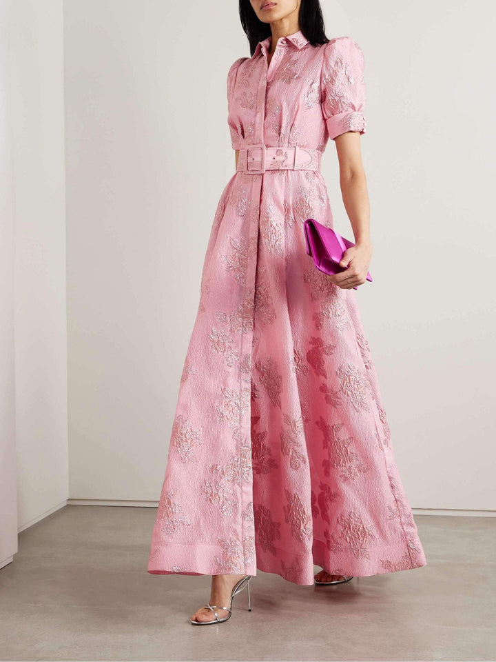 Sophisticated Retro Inspired High-Waist Pink Dress With Flattering Silhouette And Timeless Charm For Women