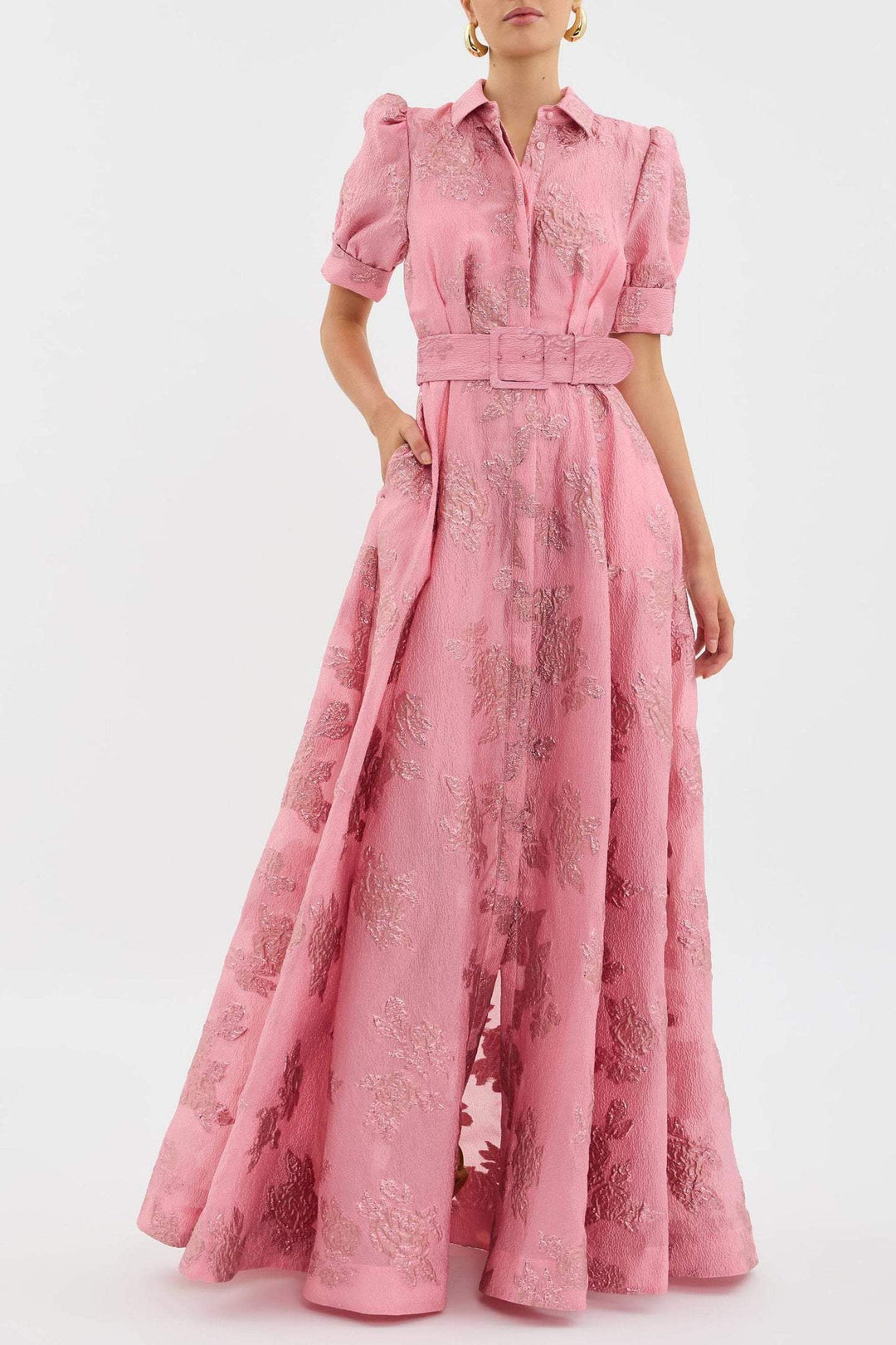Sophisticated Retro Inspired High-Waist Pink Dress With Flattering Silhouette And Timeless Charm For Women