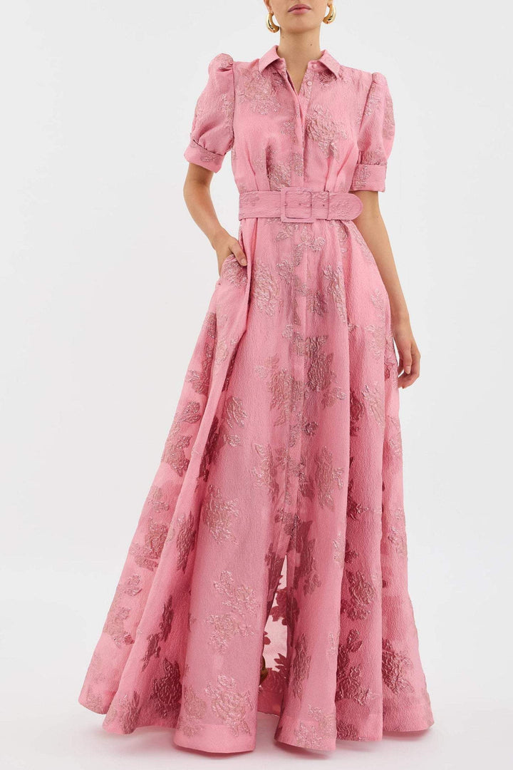Sophisticated Retro Inspired High-Waist Pink Dress With Flattering Silhouette And Timeless Charm For Women