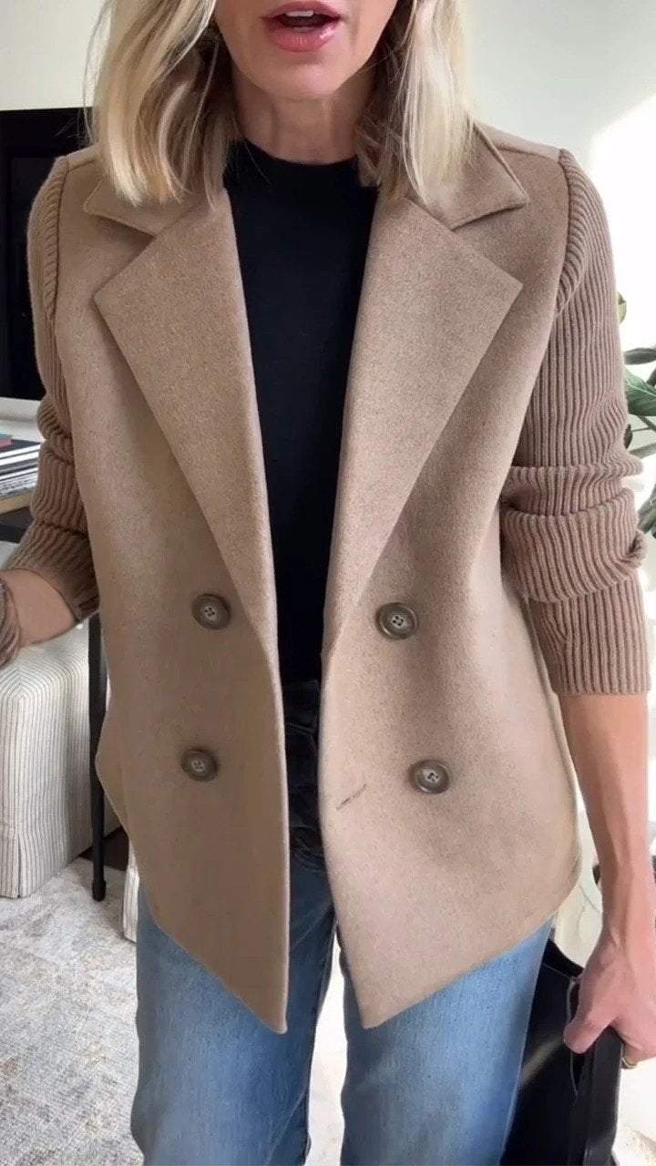 PATRICIA – DOUBLE-BREASTED KNIT SLEEVE BLAZER