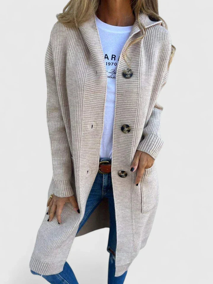 GRACIE – LONG RIBBED HOODIE CARDIGAN
