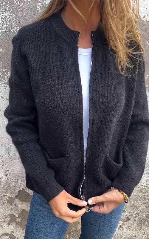 Aurora - Cotton Knitted Zipper Cardigan