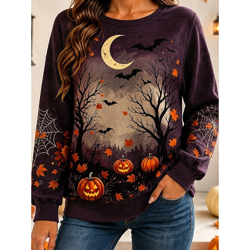 Rosalyn | Halloween Moonskin Pumpkin Sweatshirt