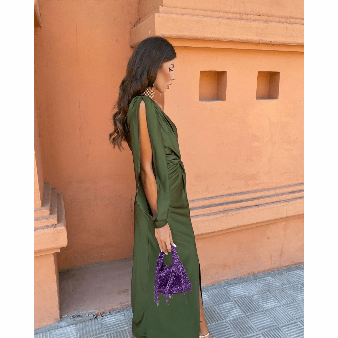 Effortlessly Elegant Silhouette Enhancing Softly Structured Evening Dress for Wedding Guests
