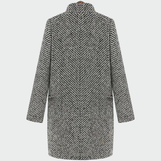 Ladies Houndstooth Longline Fitted Jacket