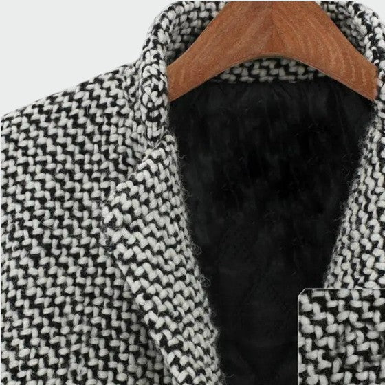 Ladies Houndstooth Longline Fitted Jacket