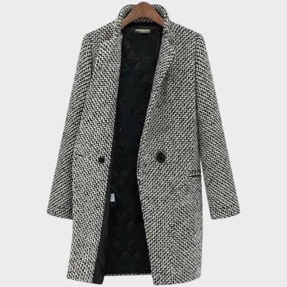 Ladies Houndstooth Longline Fitted Jacket