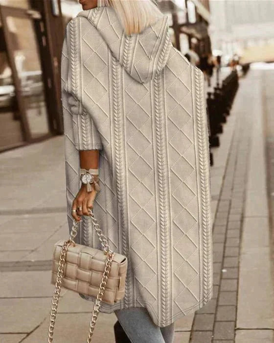 Kateri - LONG HOODED CARDIGAN WITH RELAXED FIT