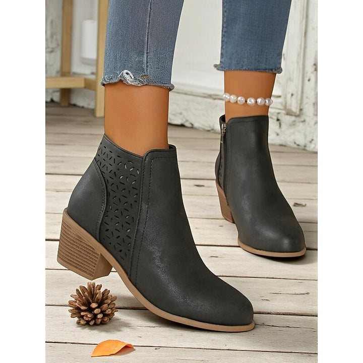 Hollis | Cutout Low Heeled Ankle Boots