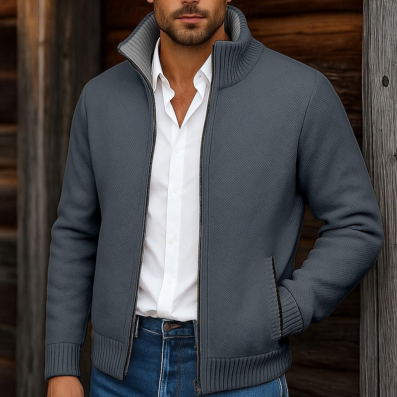 Gregory | Stand Collar Zip Cardigan