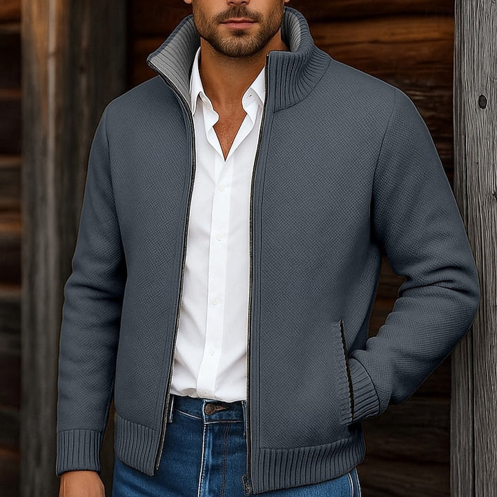 Gregory | Stand Collar Zip Cardigan