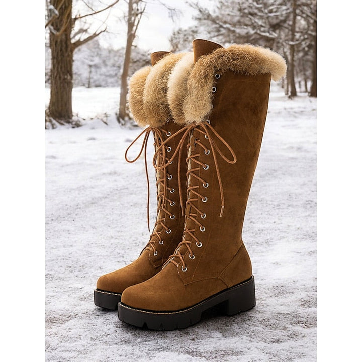 Aurelia | Cozy Knee-High Boots with Laces for Winter