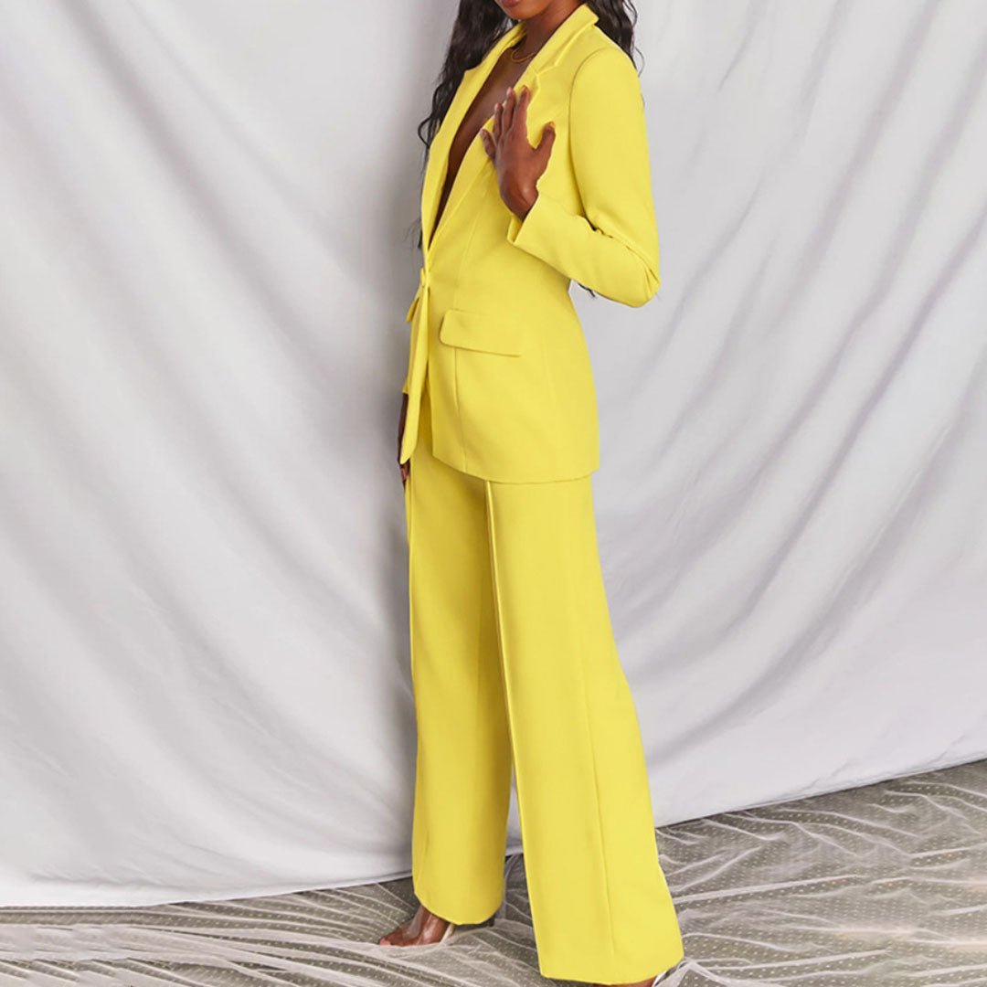 Women’s Wool Blend Blazer and Trousers Set – Elegant Couture Inspired Tailored Luxe Finish Suit